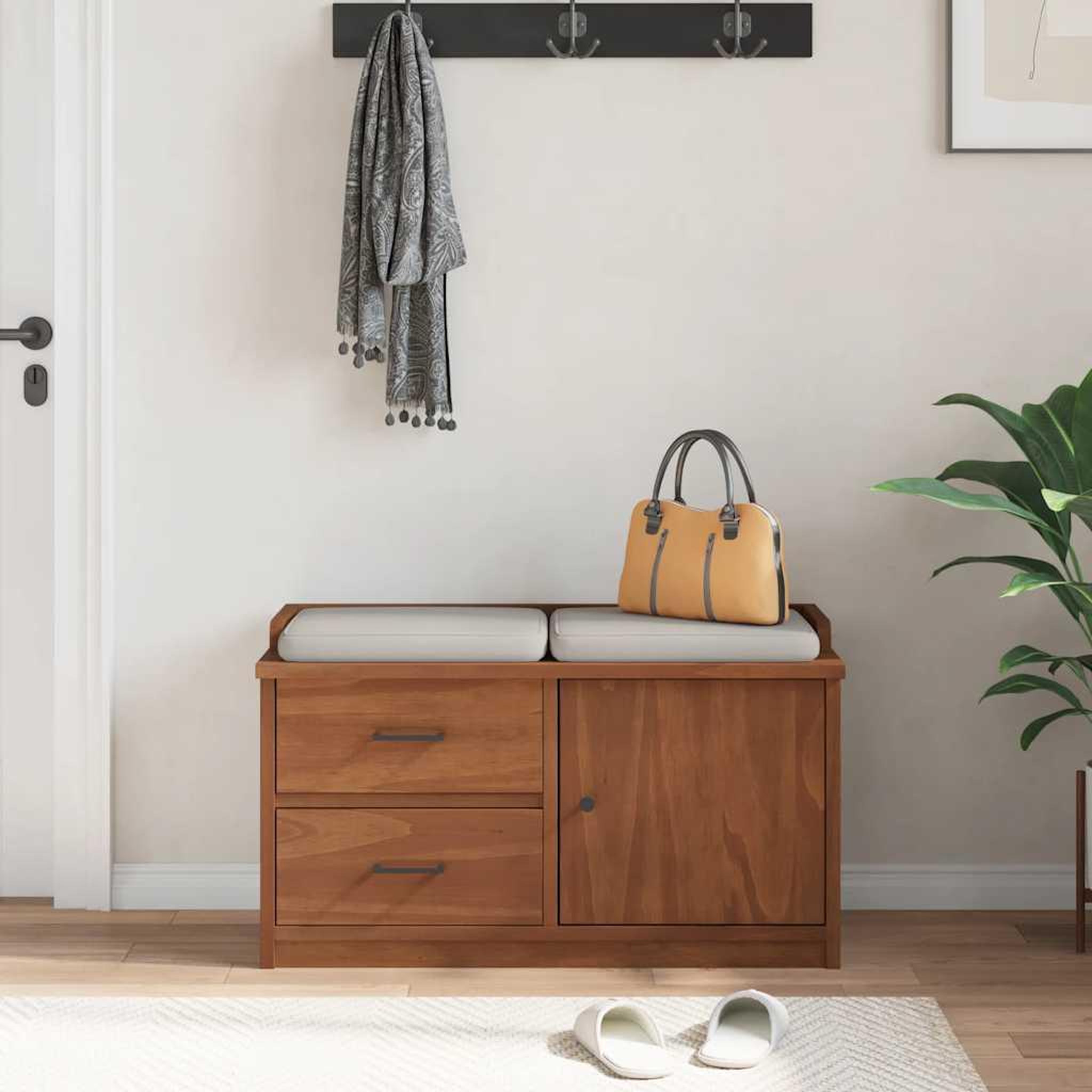 Voir la diapositive 4 : VIDAXL Banc de couloir SANDNES 87x40x50 cm bois de pin massif