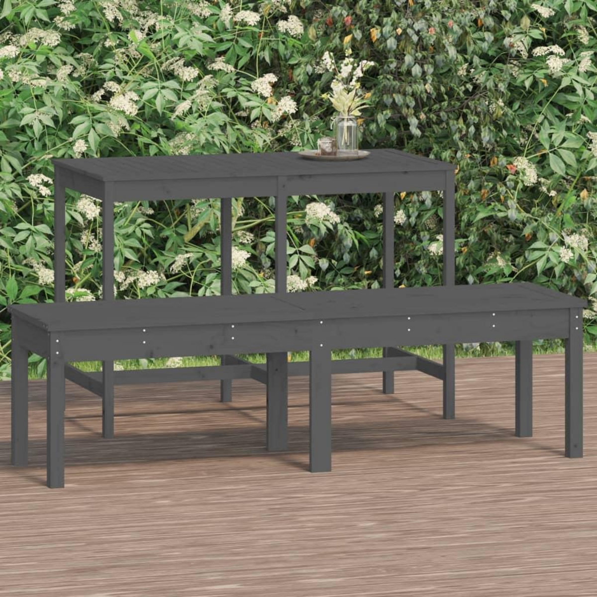 VIDAXL Banc de jardin a 2 places gris 159,5x44x45cm bois massif de pin