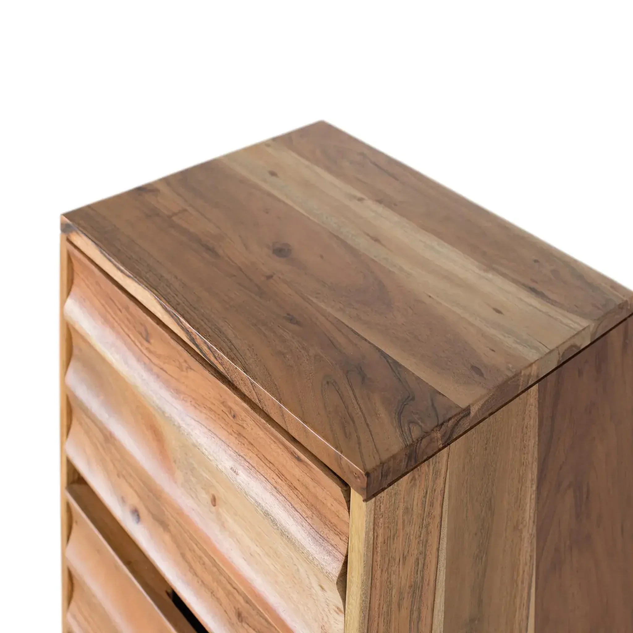 Voir la diapositive 4 : GINER Y COLOMER SL Table de chevet en bois d'acacia 45 cm style rustique moderne