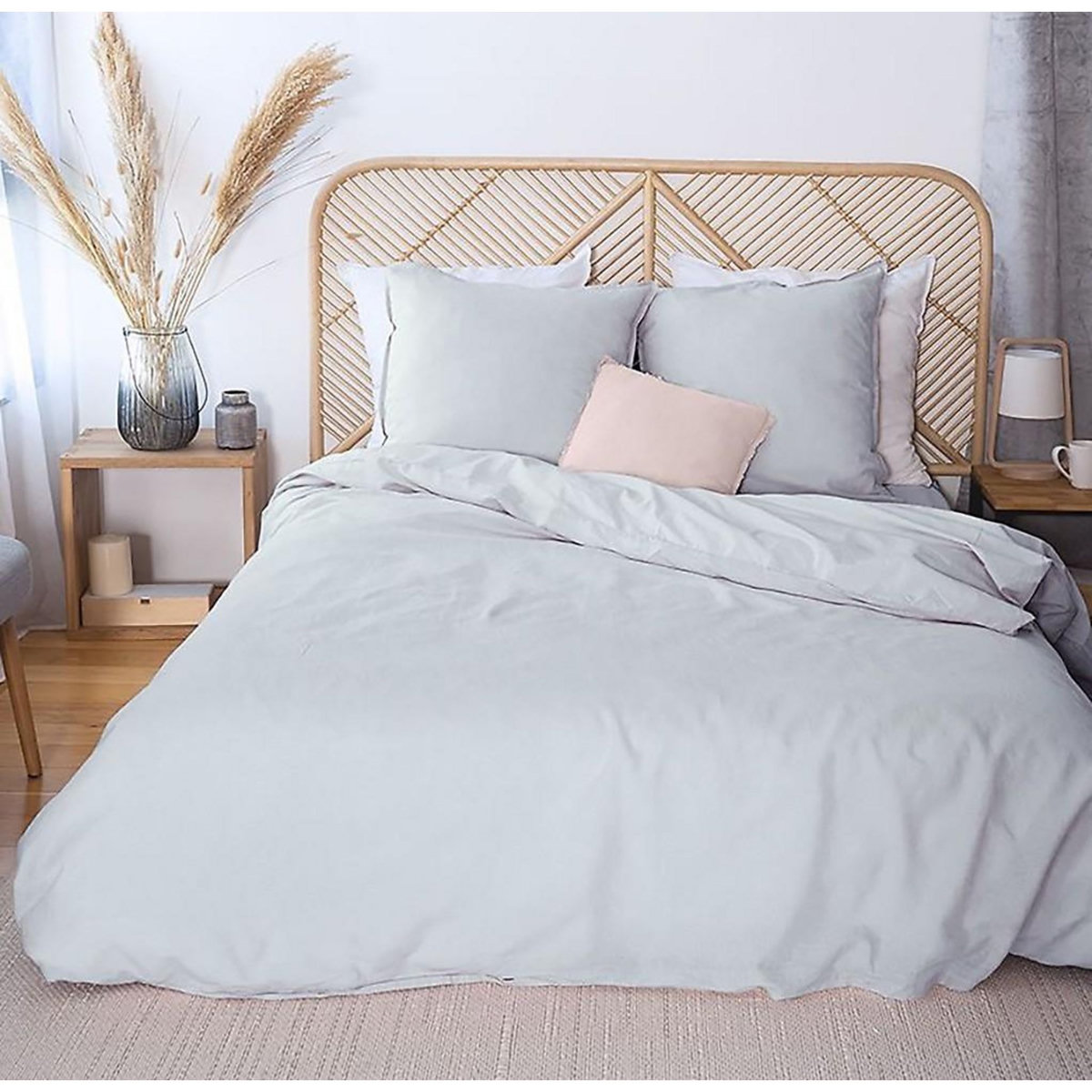 Home collection Parure housse de couette 100%lin/coton 57fils lin métis uni
