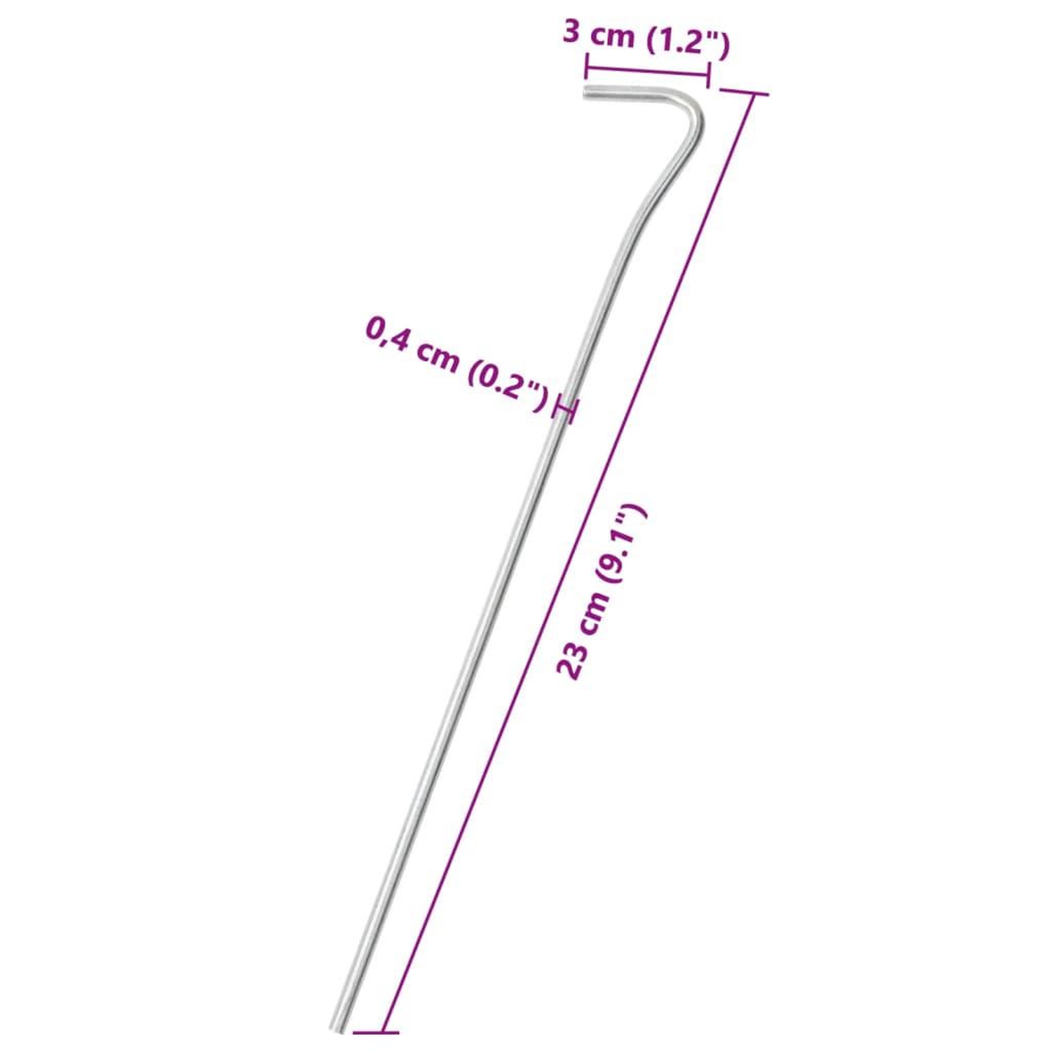 Voir la diapositive 5 : VIDAXL Piquets de tente 50 pcs 23 cm Ø4 mm acier galvanise