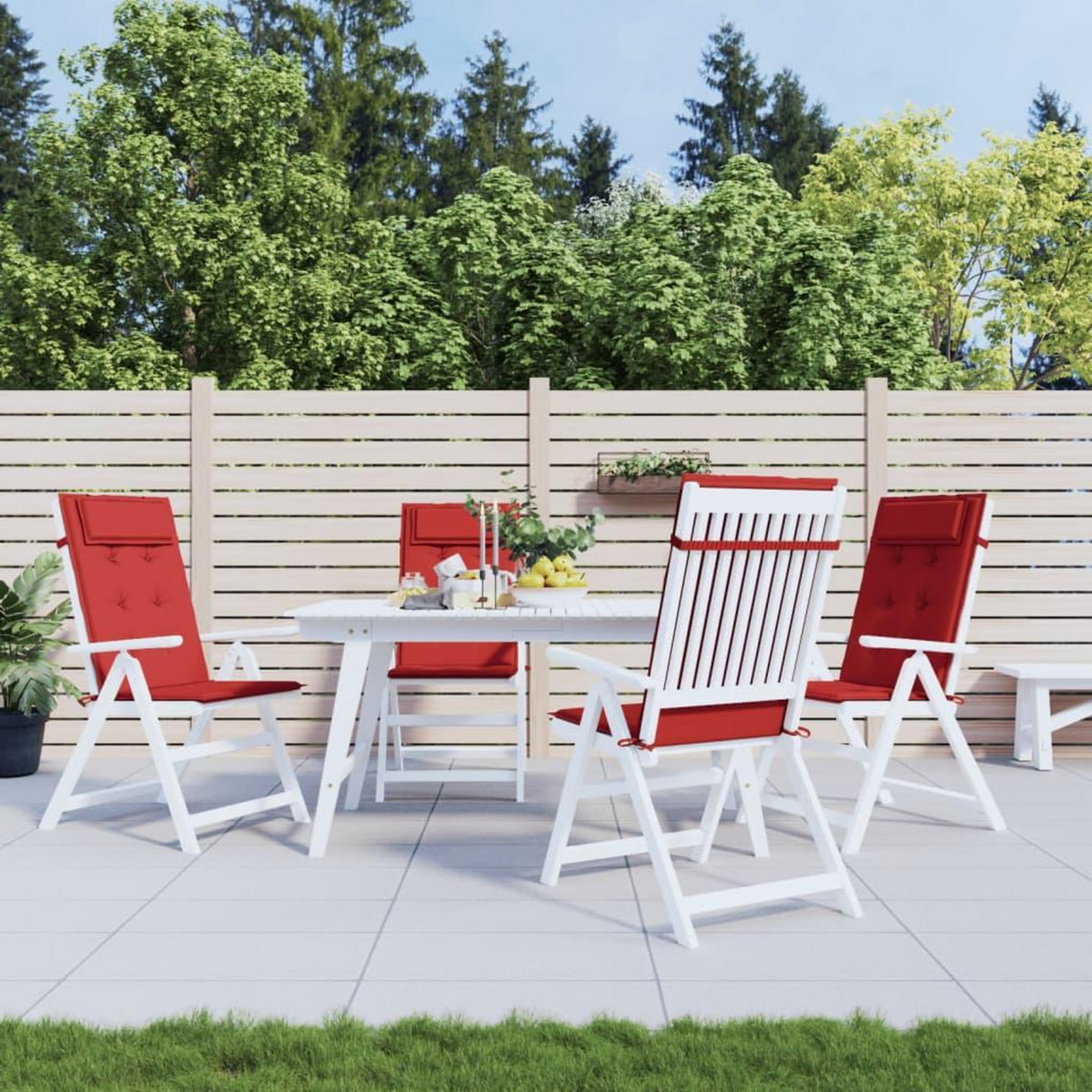 VIDAXL Coussins de chaise a dossier haut lot de 4 rouge tissu oxford