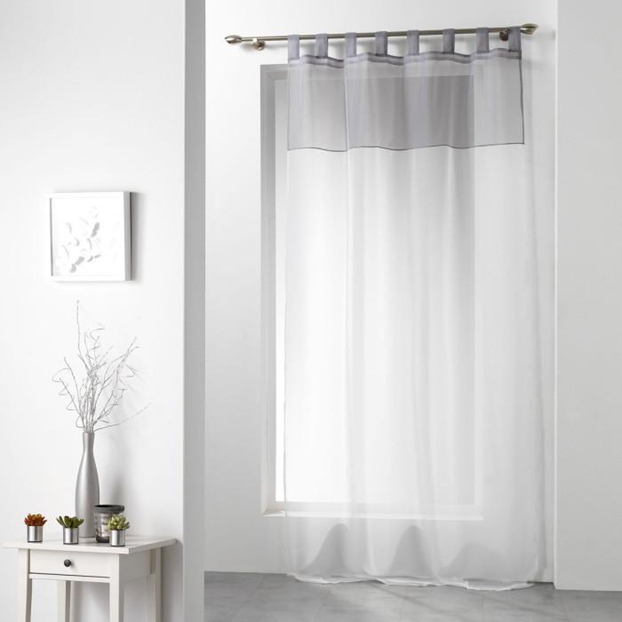 Voir la diapositive 1 : Paris Prix Rideau Voilage  Duo  140x240cm Blanc & Gris