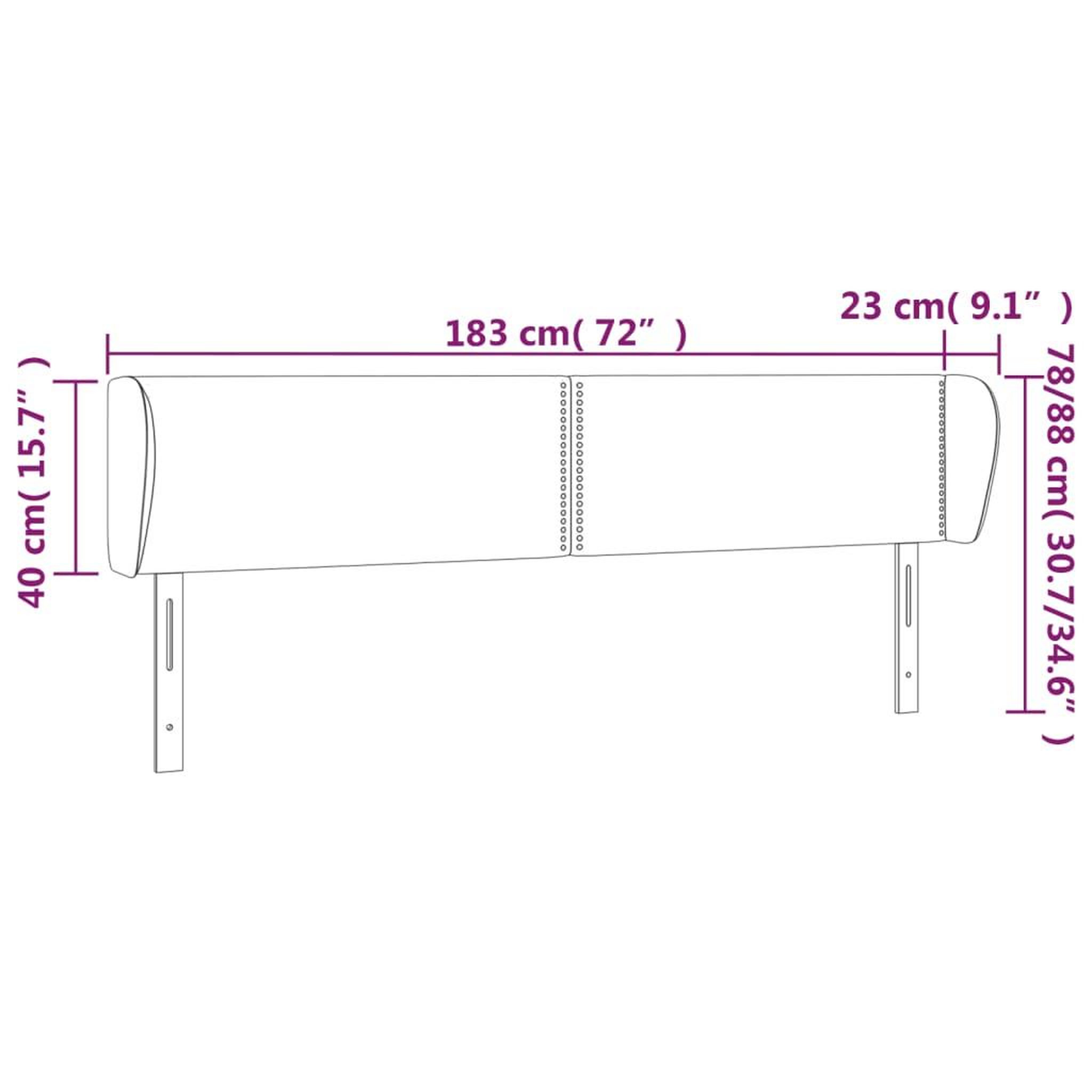 Voir la diapositive 6 : VIDAXL Tete de lit avec oreilles Noir 183x23x78/88 cm Tissu