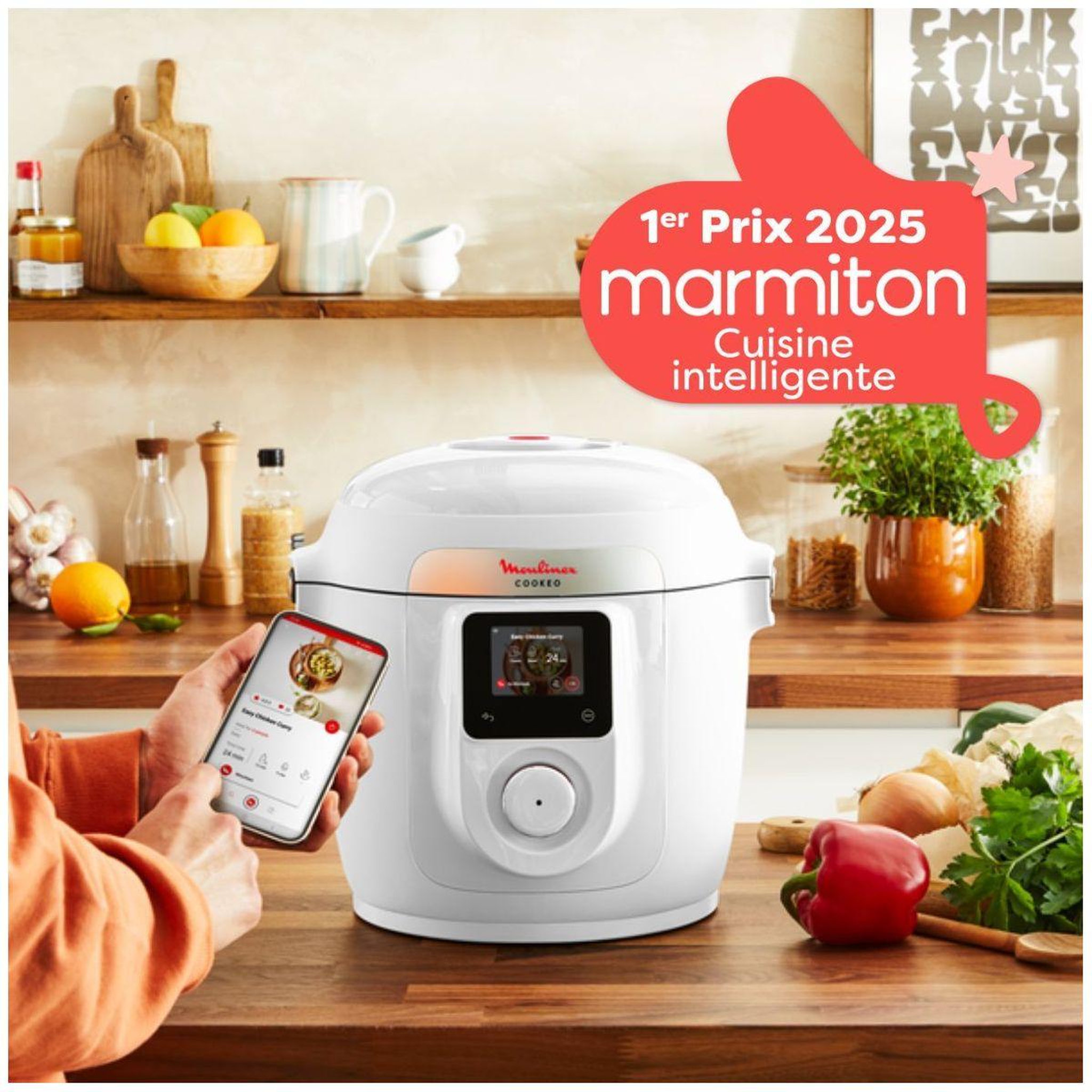 Voir la diapositive 2 : MOULINEX Cookeo YY5855FB Cookeo connecté WiFi 9-en-1 Blanc, 6 L - 150 recettes + couvercle Extra Crisp