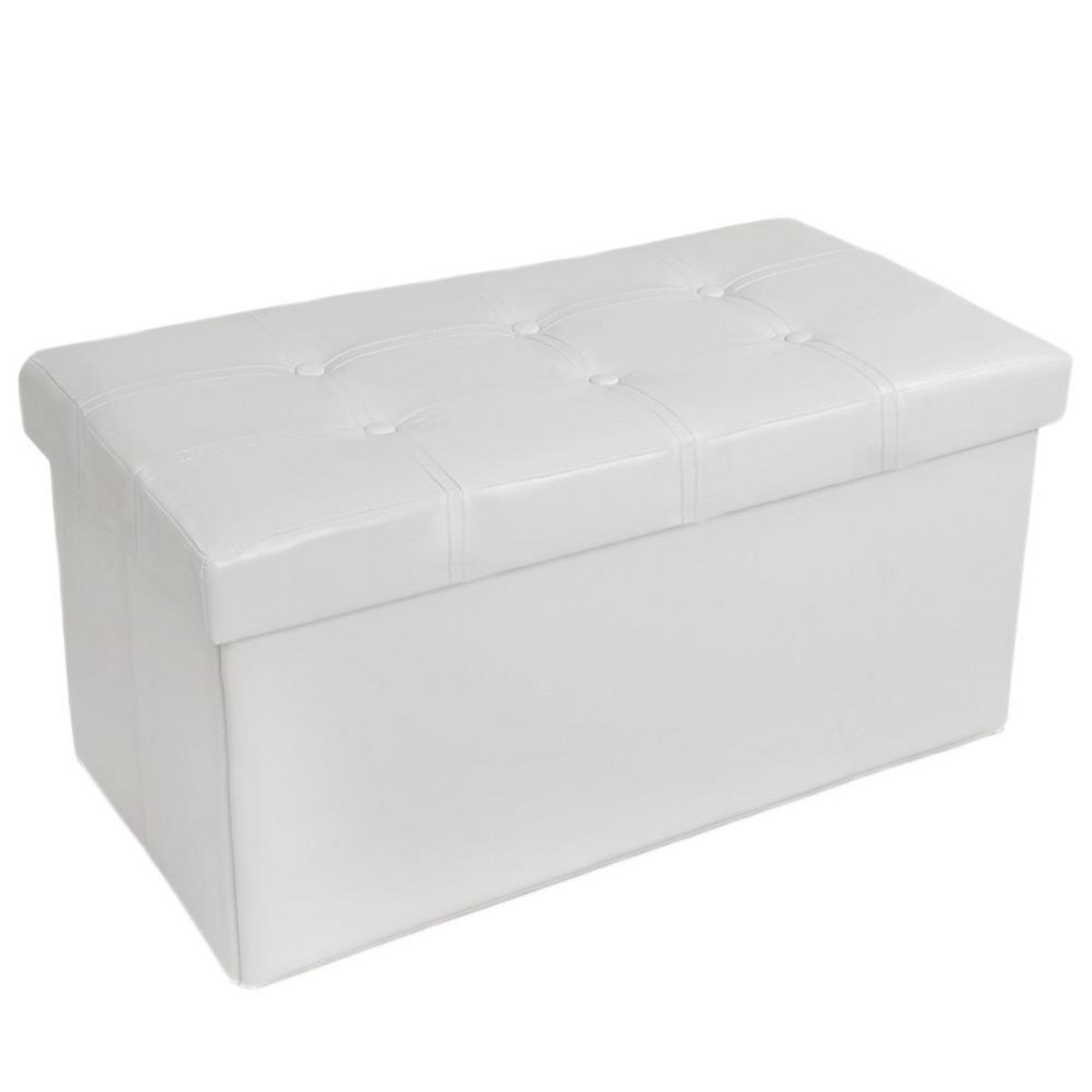 tectake Pouf avec espace de rangement blanc