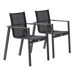 Paris Prix Lot de 2 Fauteuils de Jardin Empilables  Miami  84cm Gris Anthracite