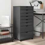 VIDAXL Armoire roulante avec tiroirs MOSS gris bois de pin solide