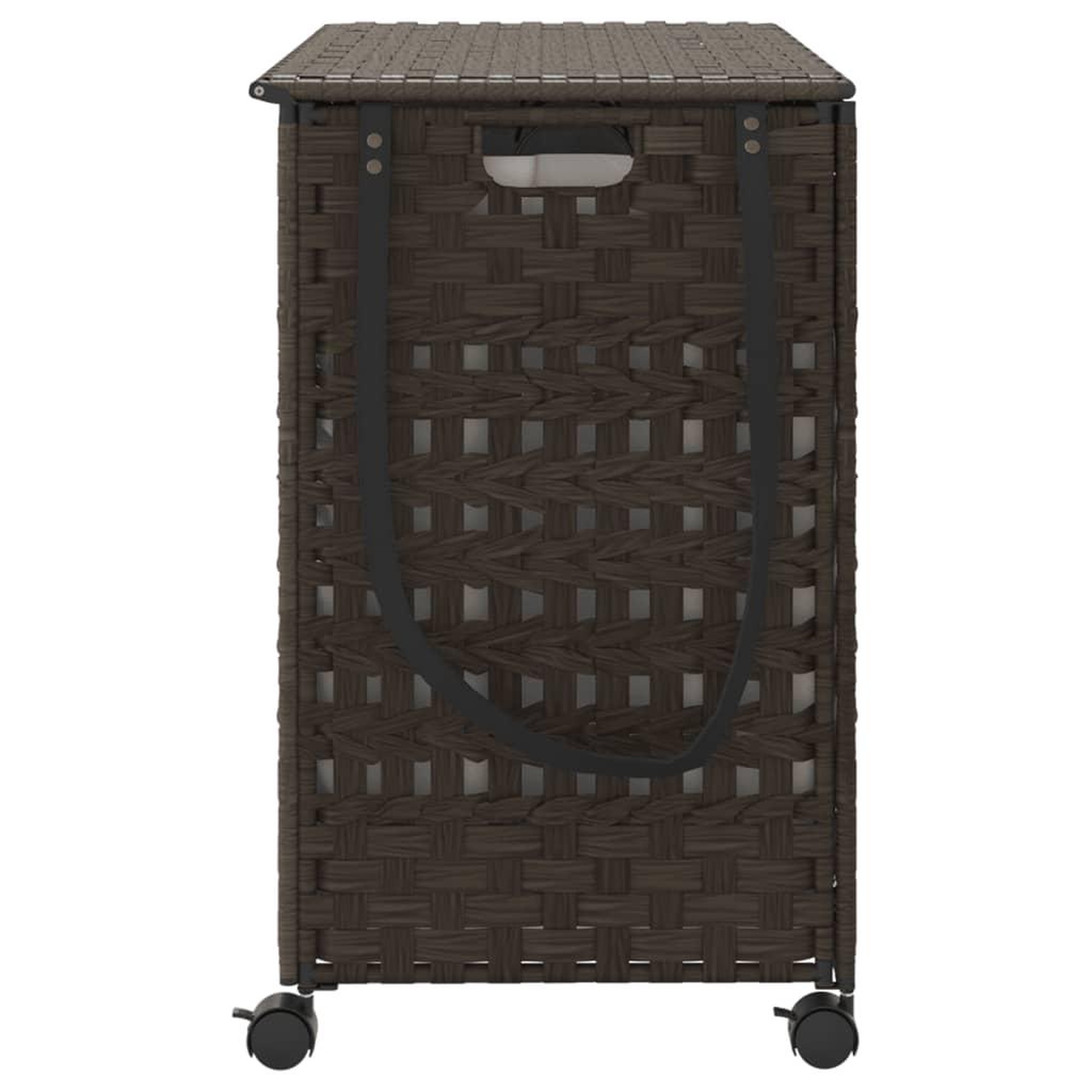 Voir la diapositive 5 : VIDAXL Panier a linge avec roulettes marron fonce 66x35x60 cm