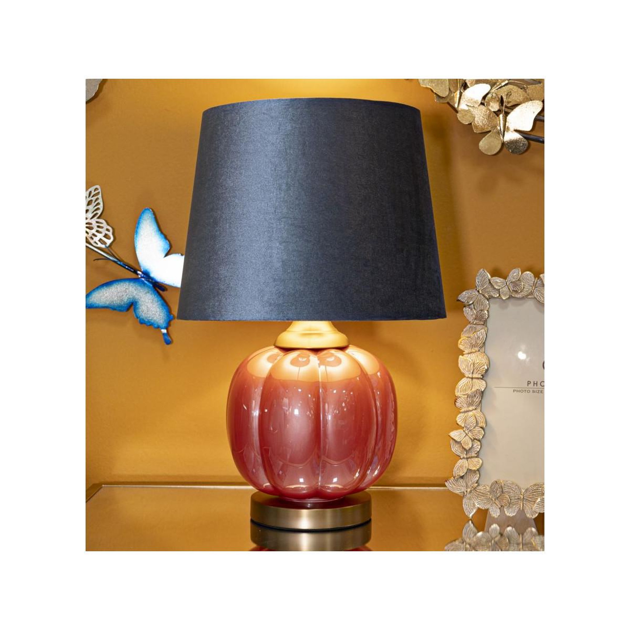 Voir la diapositive 5 : Paris Prix Lampe à poser en verre  helene ball  50cm rouge & bleu
