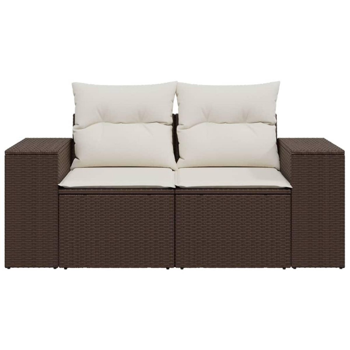 VIDAXL Canape de jardin avec coussins 2 places marron resine tressee