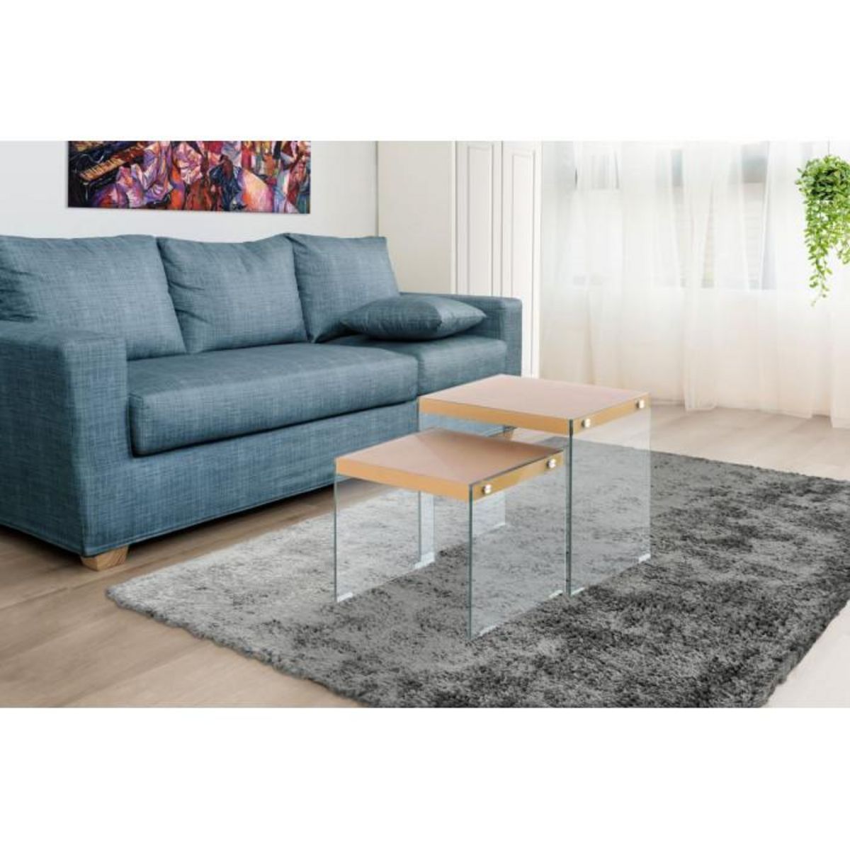 Paris Prix Lot de 2 Tables d'Appoint  Elementary  46cm Or