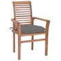 Voir la diapositive 2 : VIDAXL Chaises a manger lot de 4 avec coussins gris Bois teck solide