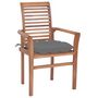 Voir la diapositive 2 : VIDAXL Chaises a manger lot de 4 avec coussins gris Bois teck solide