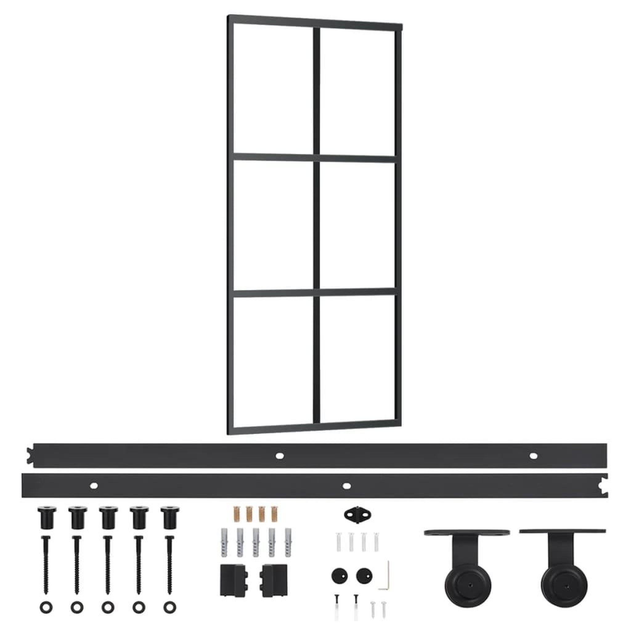 Voir la diapositive 2 : VIDAXL Porte coulissante et quincaillerie Verre et Aluminium 90x205 cm