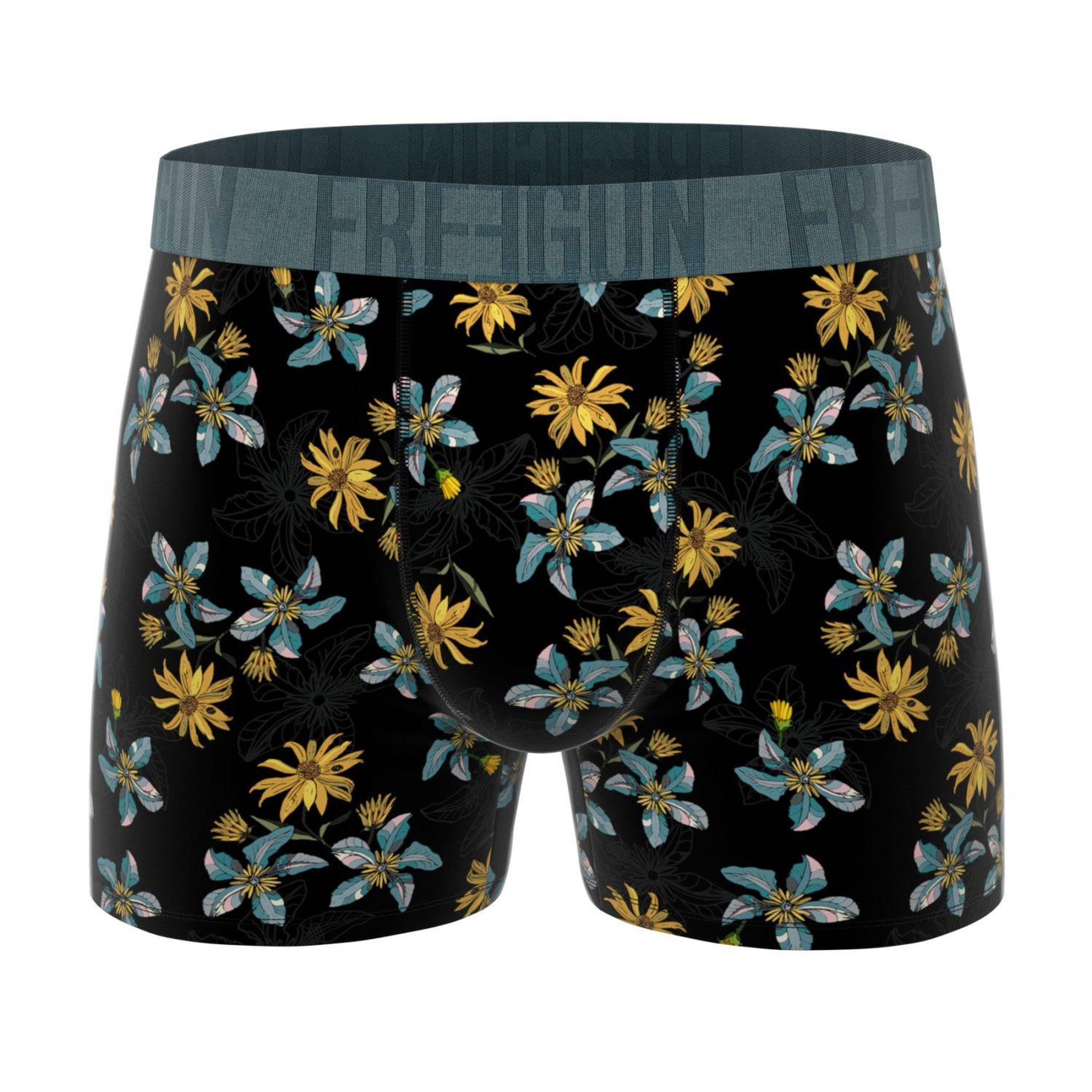 Voir la diapositive 5 : FREEGUN Lot de 3 boxers homme Flowers
