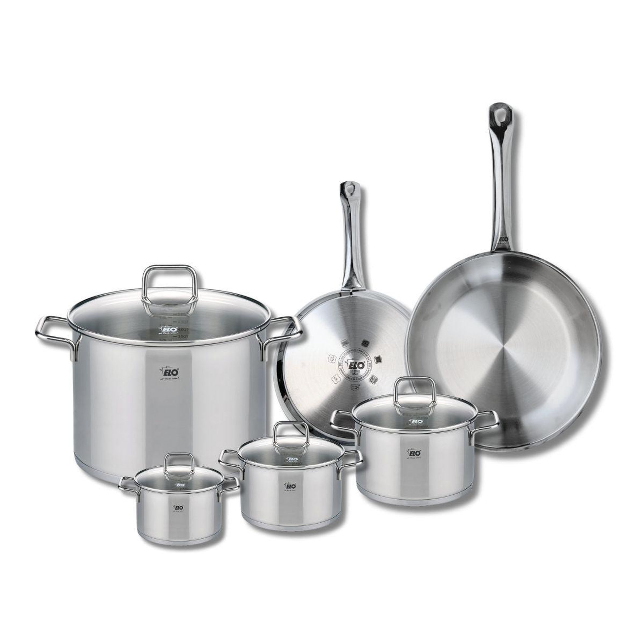 ELO Ensemble de 2 poêles de cuisson 24 et 28 cm et 4 faitouts 12, 14, 16 et 26 cm elo profi citrin
