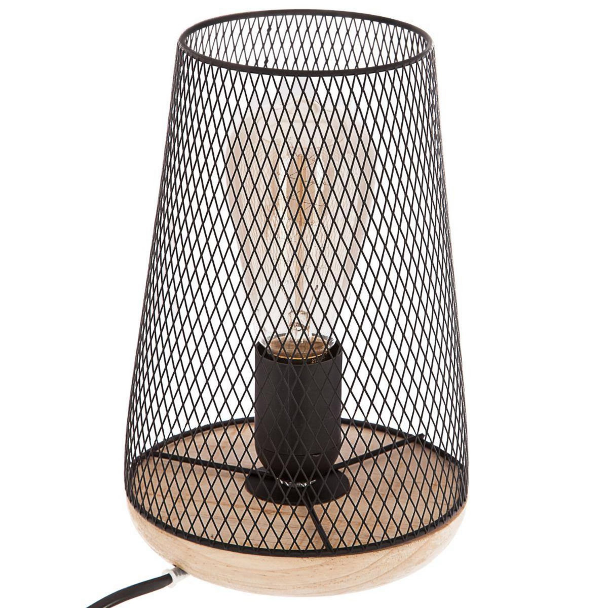 ATMOSPHERA Lampe en métal et bois noir