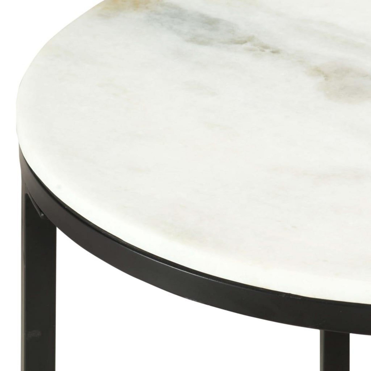 VIDAXL Table basse Blanc et noir Ø50 cm Marbre solide veritable