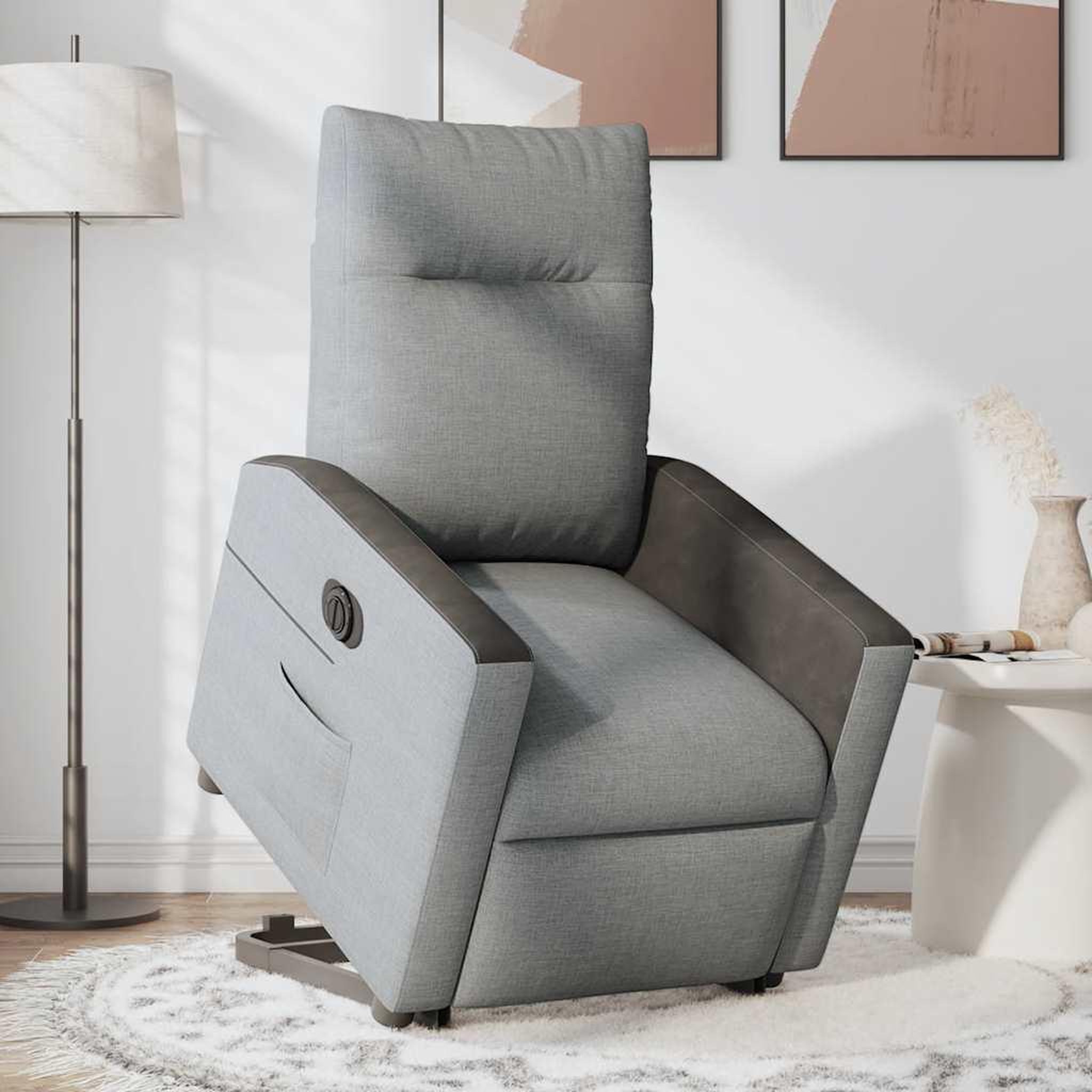 Voir la diapositive 3 : VIDAXL Fauteuil inclinable electrique gris clair tissu