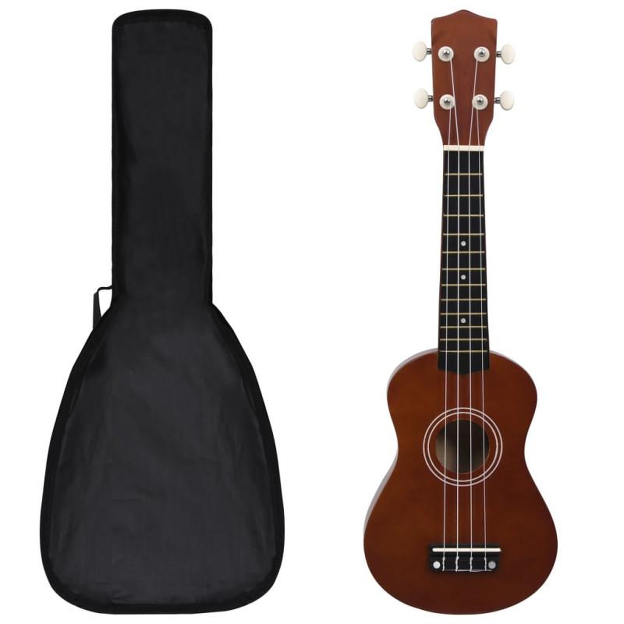 VIDAXL Jeu de ukulélé soprano avec sac pour enfants bois foncé 21