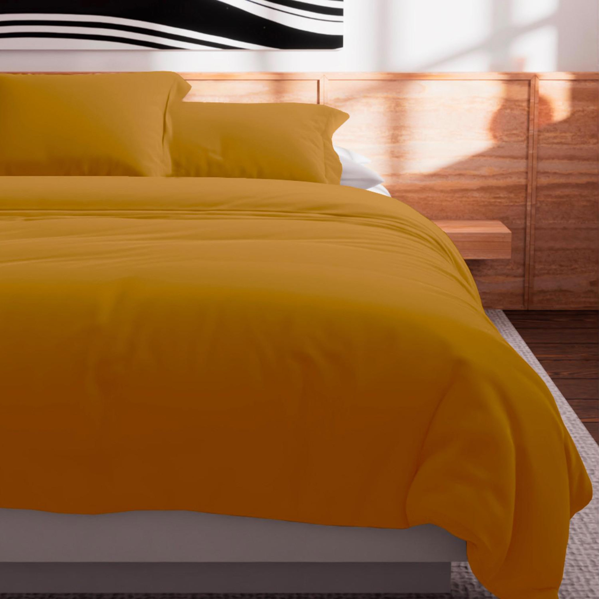 Voir la diapositive 1 : SOLEIL D'OCRE Housse de couette en coton 57 fils uni, par soleil d'ocre