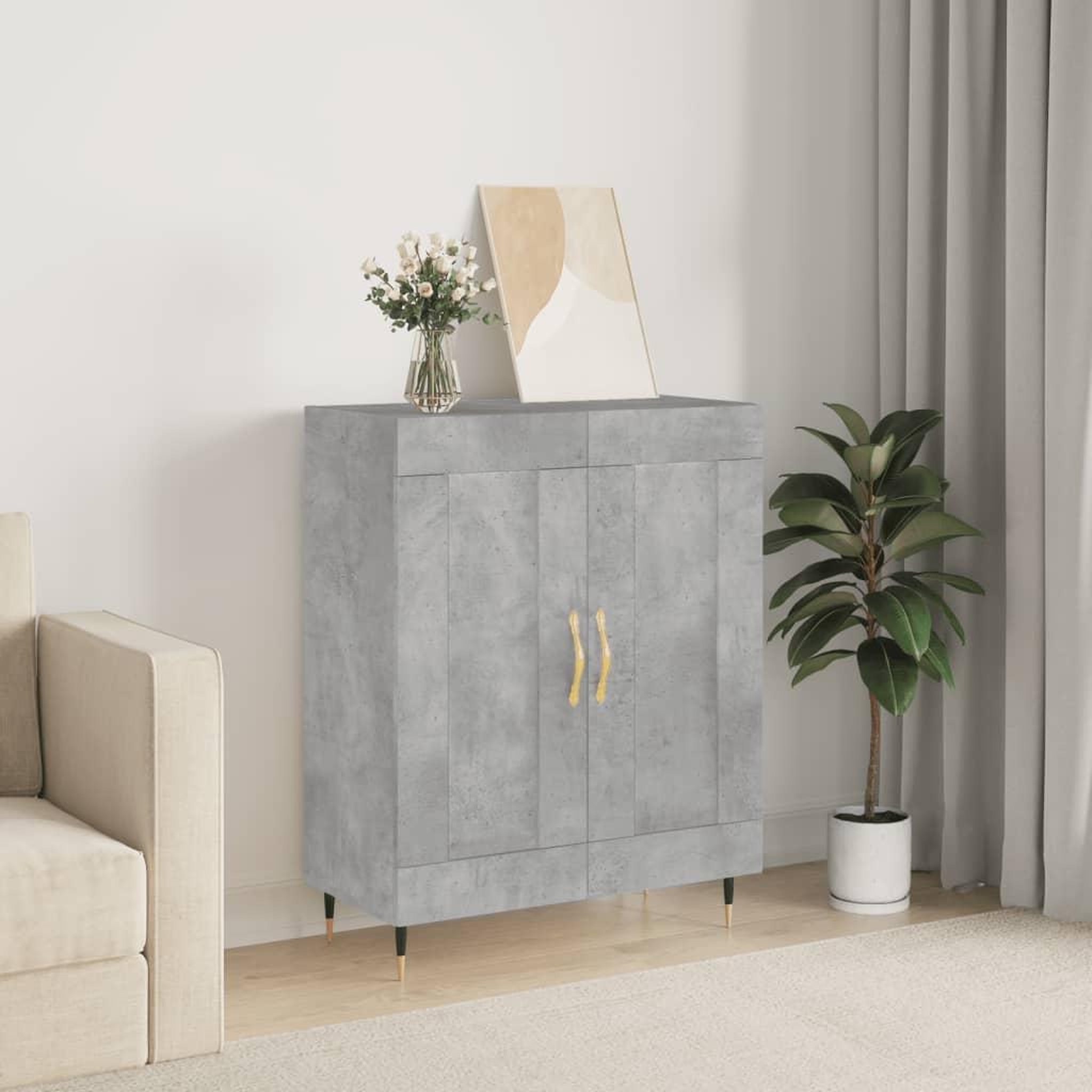 VIDAXL Buffet gris beton 69,5x34x90 cm bois d'ingenierie