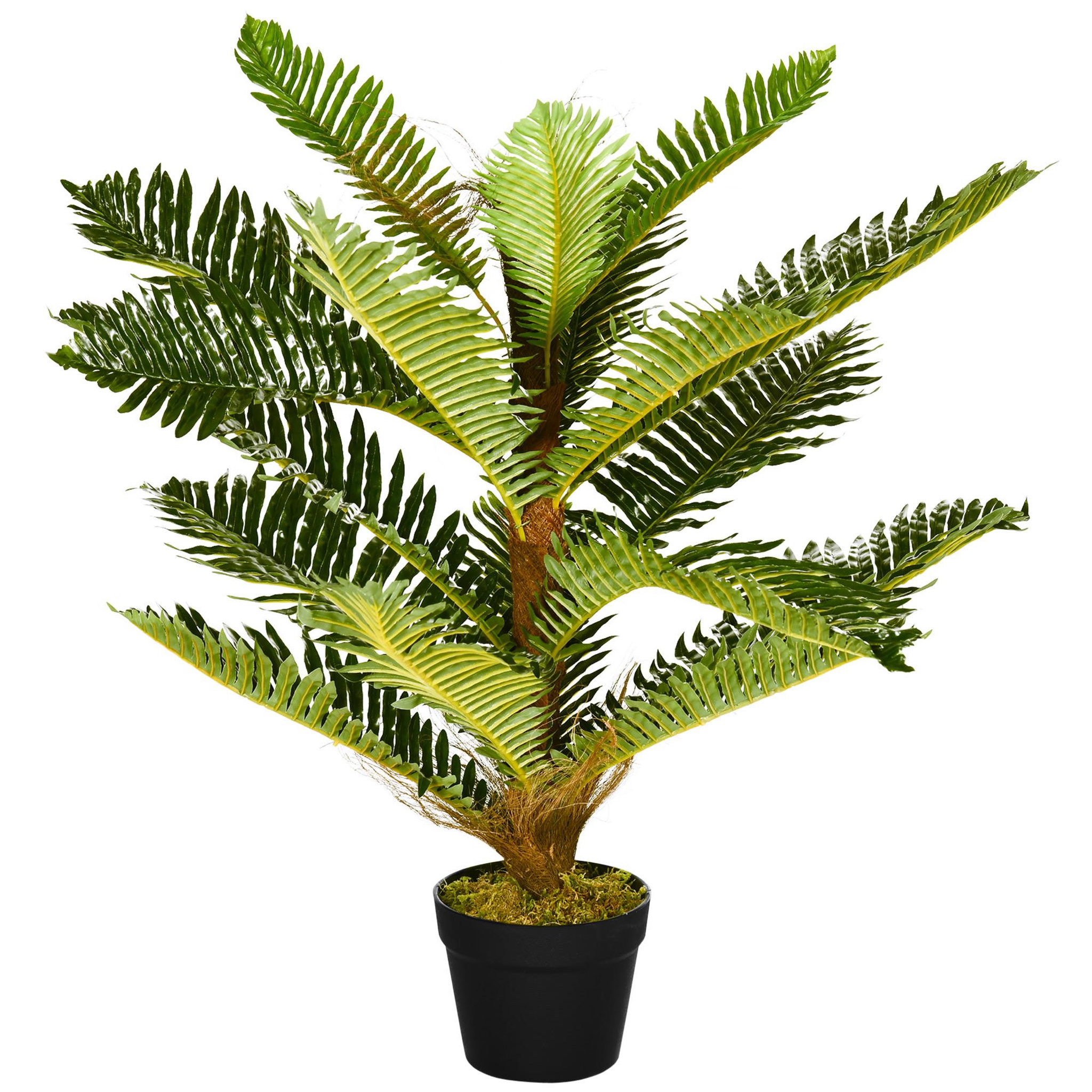 OUTSUNNY Palmier artificiel H.0,85 m arbre artificiel tronc branches lichen feuilles grand réalisme pot inclus