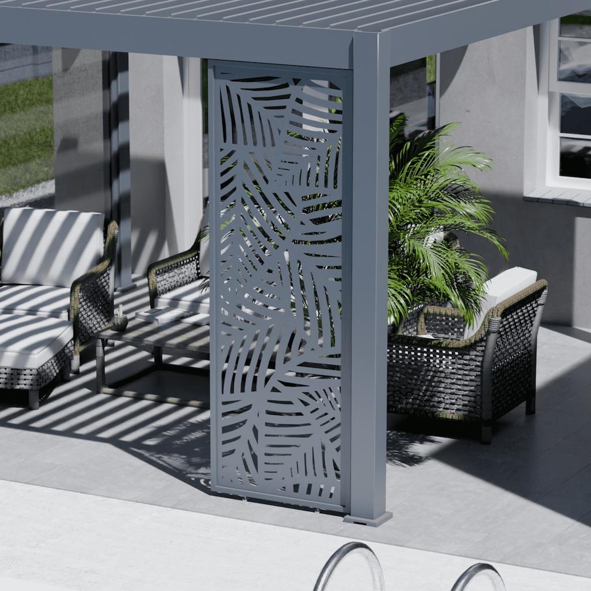 Chalet & jardin Panneau brise-vue décoratif - Leaf - 1M - Ombréa - Anthracite