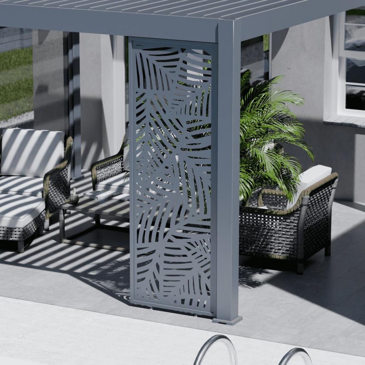 Chalet & jardin Panneau brise-vue décoratif - Leaf - 1M - Ombréa - Anthracite