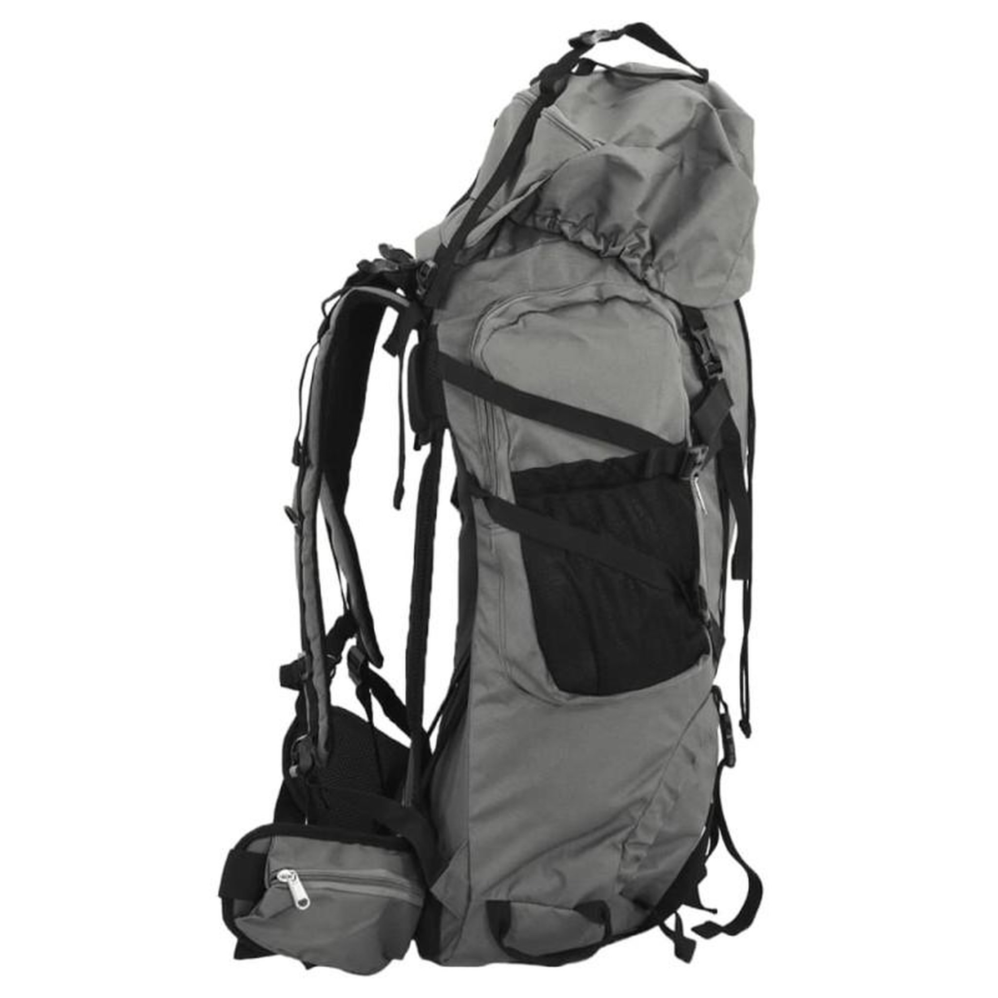 Voir la diapositive 2 : VIDAXL Sac à dos de randonnée gris 80 L tissu oxford