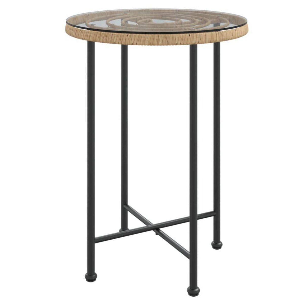 VIDAXL Table de salle a manger Ø55 cm Verre trempe et acier