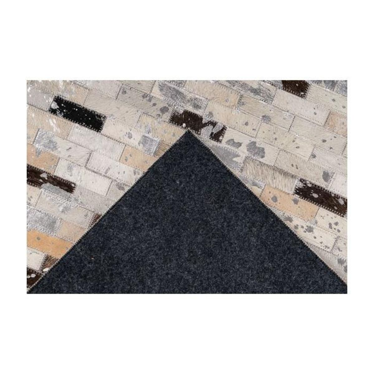 Paris Prix Tapis Fait Main en Cuir  Lavin VII  Noir & Multicolore