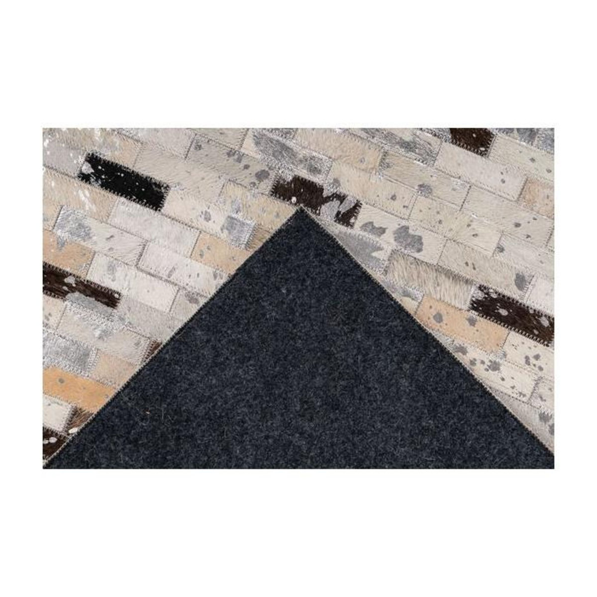 Paris Prix Tapis Fait Main en Cuir  Lavin VII  Noir & Multicolore