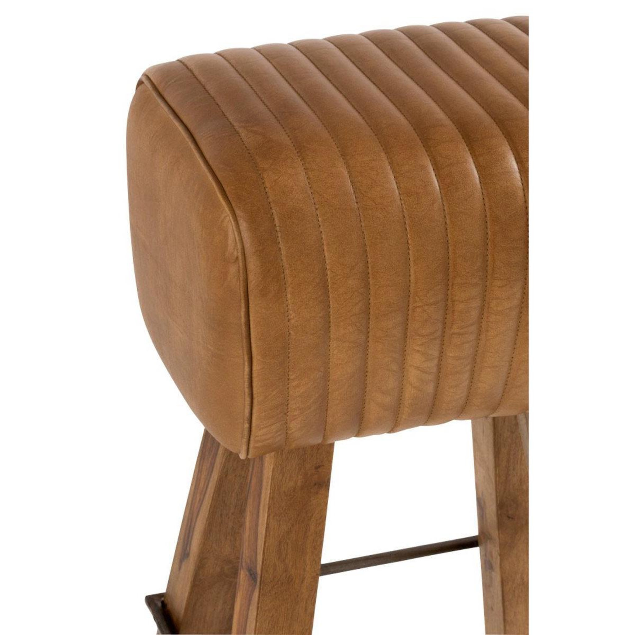 Voir la diapositive 6 : J-LINE Tabouret de bar en cuir & bois  gym  75cm naturel