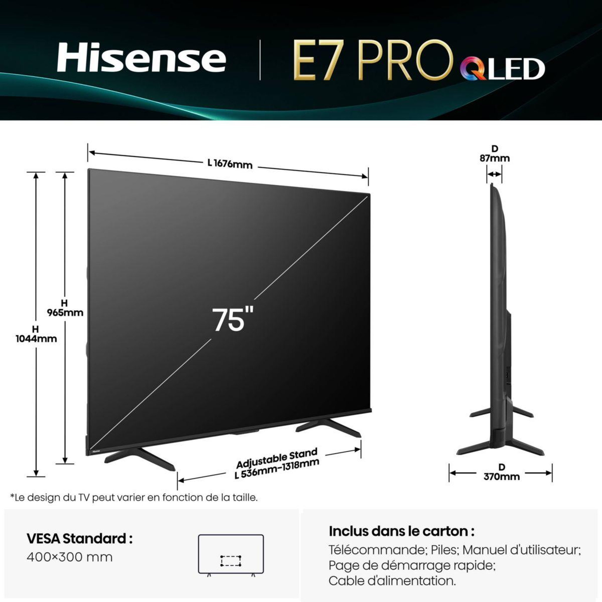 Voir la diapositive 5 : Hisense Tv qled 75e79q pro (2025) 75  (189 cm)
