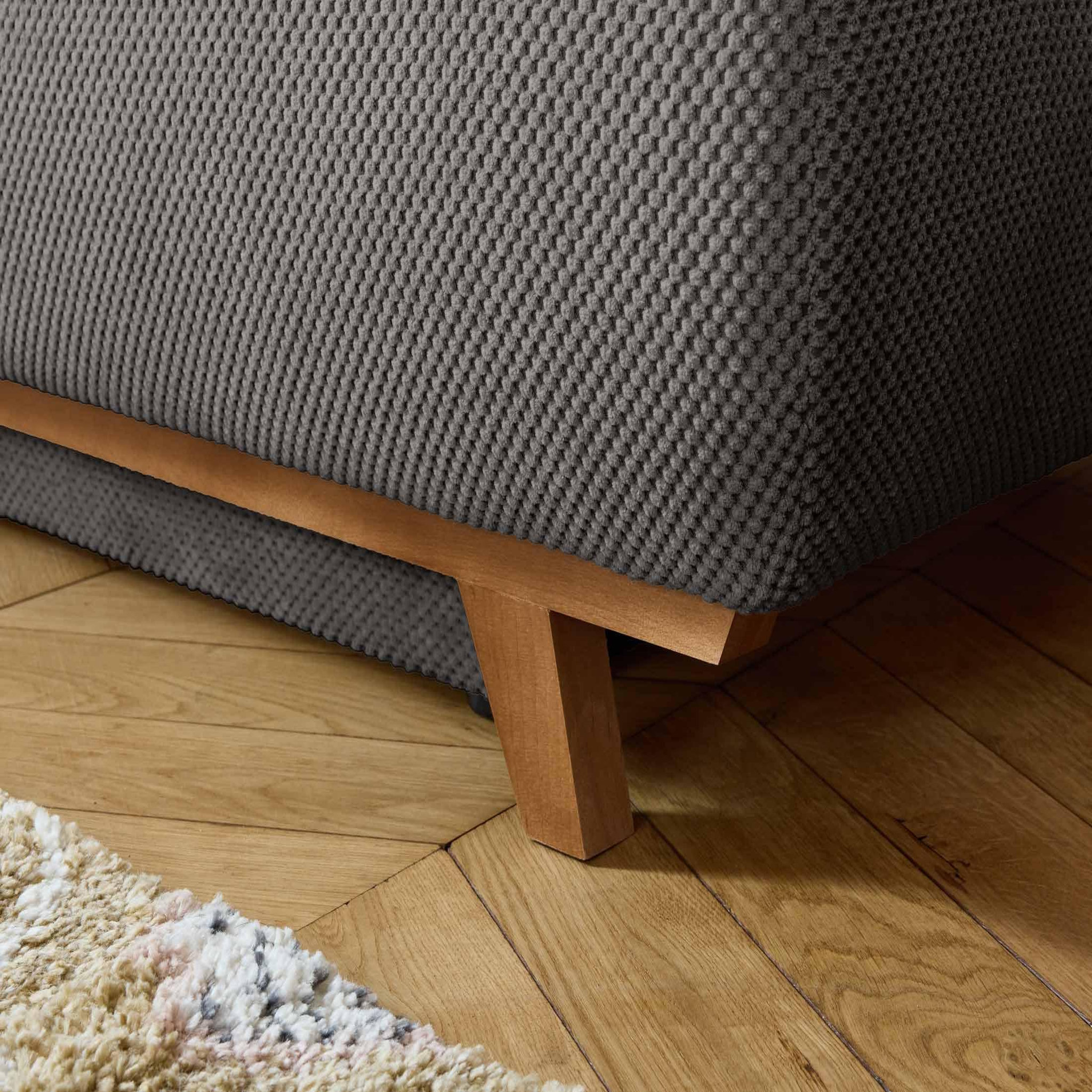 Voir la diapositive 4 : BEST MOBILIER Cristal - canapé 3 places - convertible avec coffre et grand pouf - en velours texturé