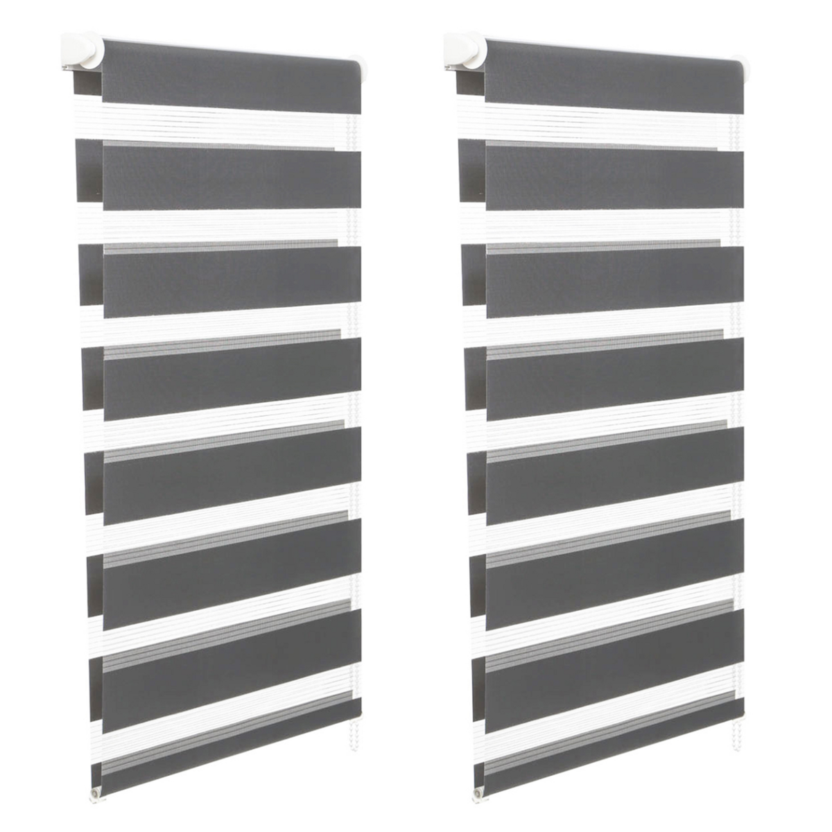 ID MARKET Lot de 2 stores enrouleurs zébrés jour nuit l.55 x H. max 170 CM gris