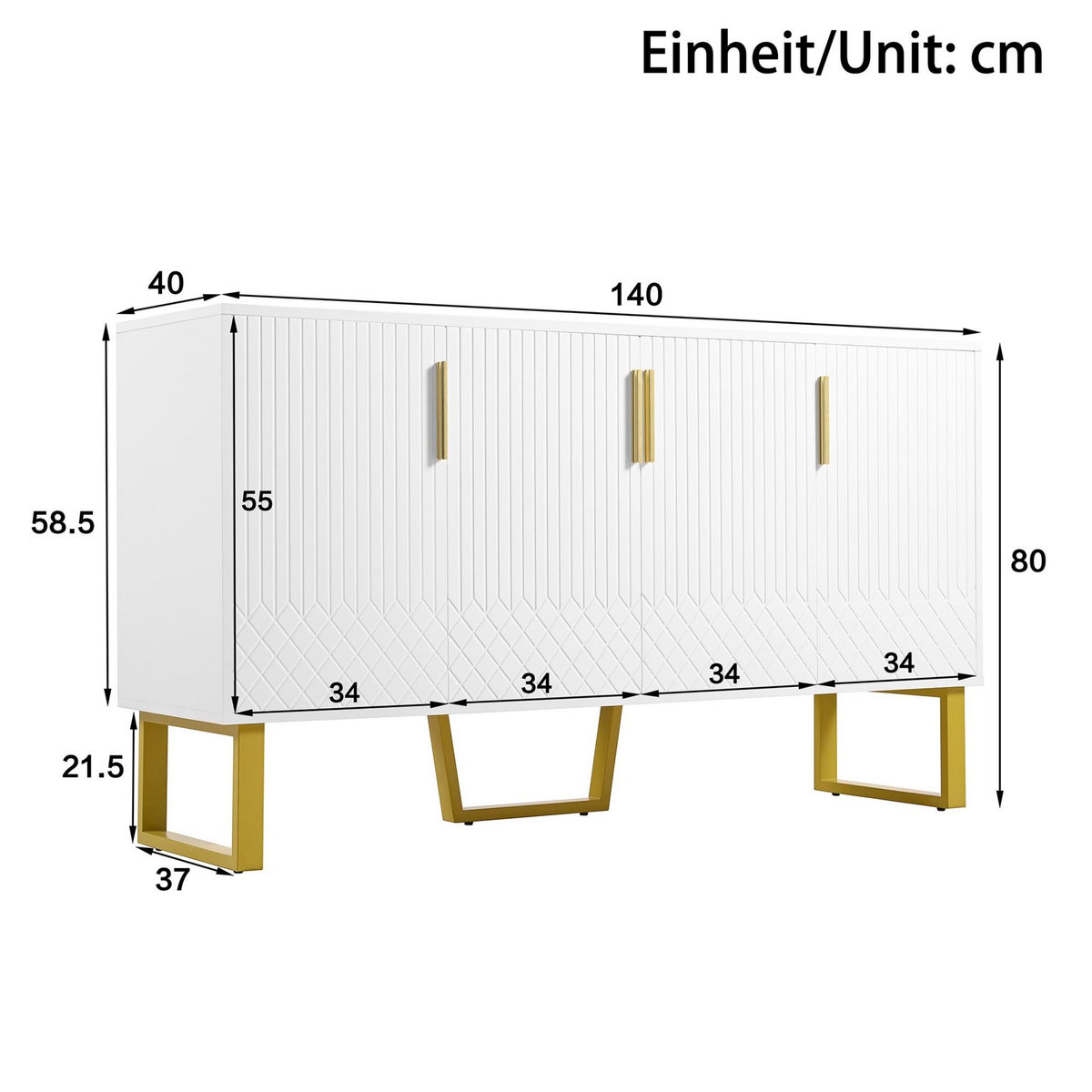 MERAX Buffet 4 porte(s) 0 tiroir(s) - 140 cm blanc mdf
