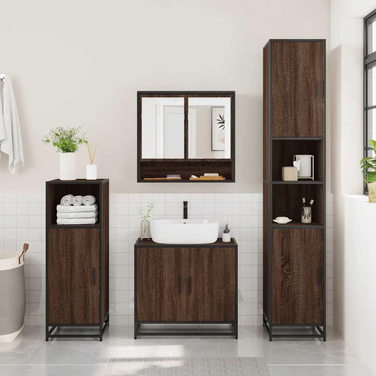 VIDAXL Armoire a miroir de salle de bain chene marron bois ingenierie