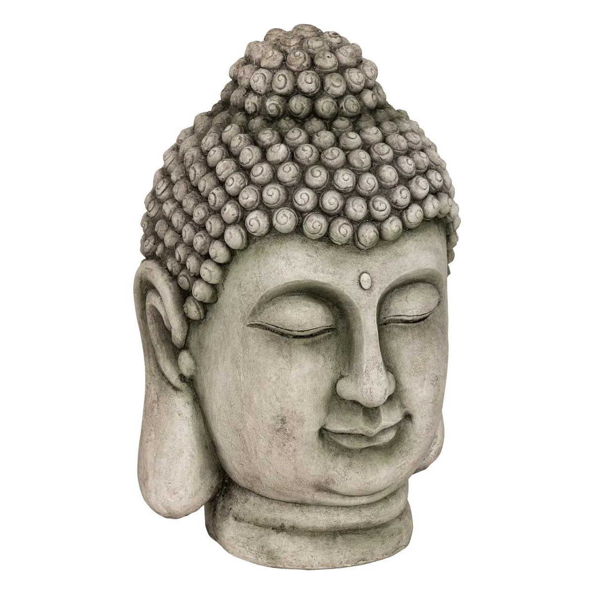 ATMOSPHERA Statue déco extérieure  tête de bouddha  60cm gris