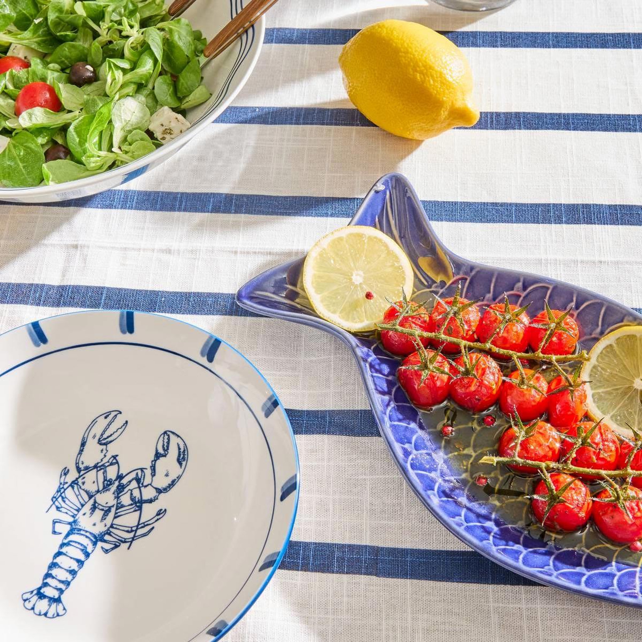 Voir la diapositive 4 : SECRET DE GOURMET Lot de 6 assiettes creuses  océania  20cm bleu