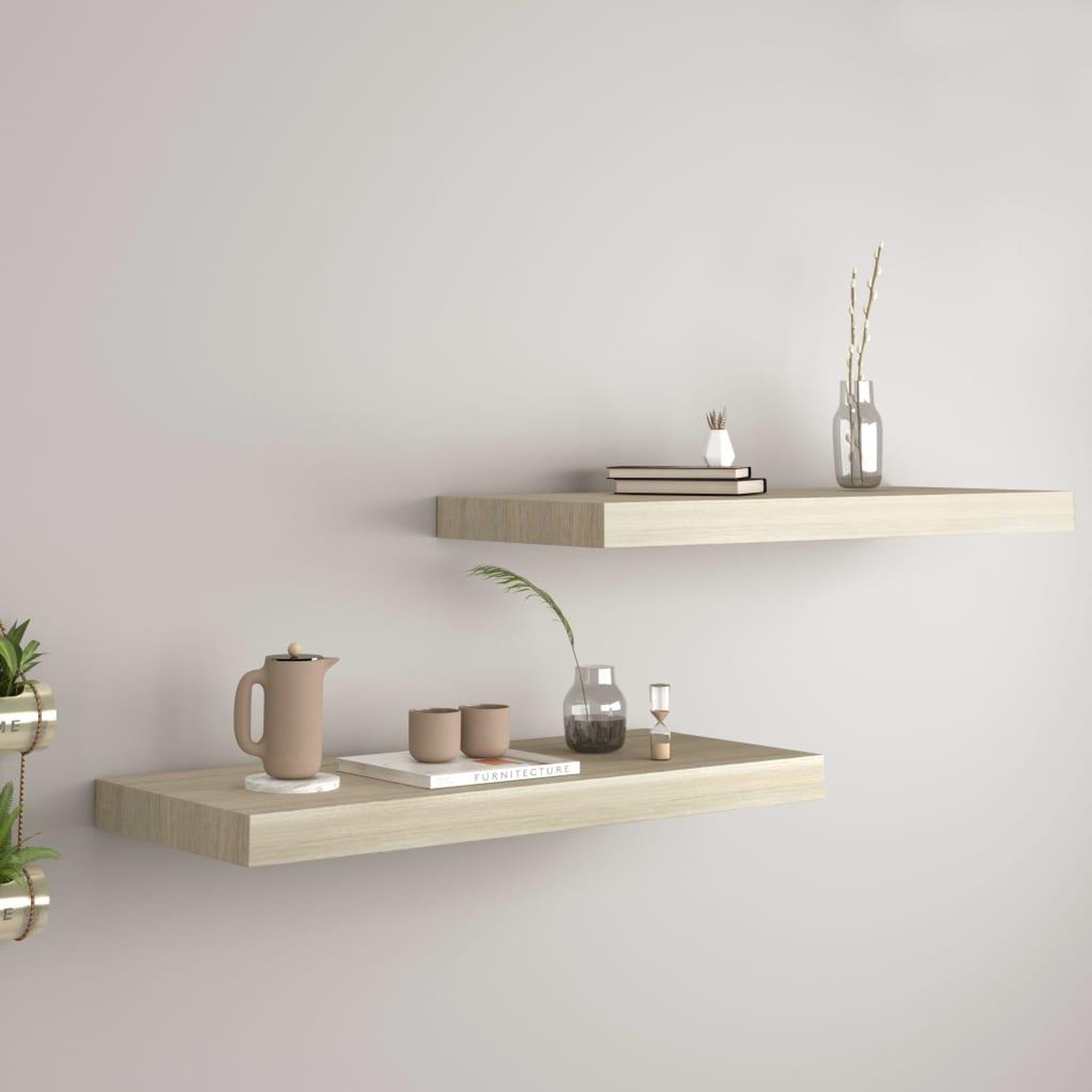 Voir la diapositive 1 : VIDAXL Etageres murales flottantes 2 pcs chene 60x23,5x3,8 cm MDF