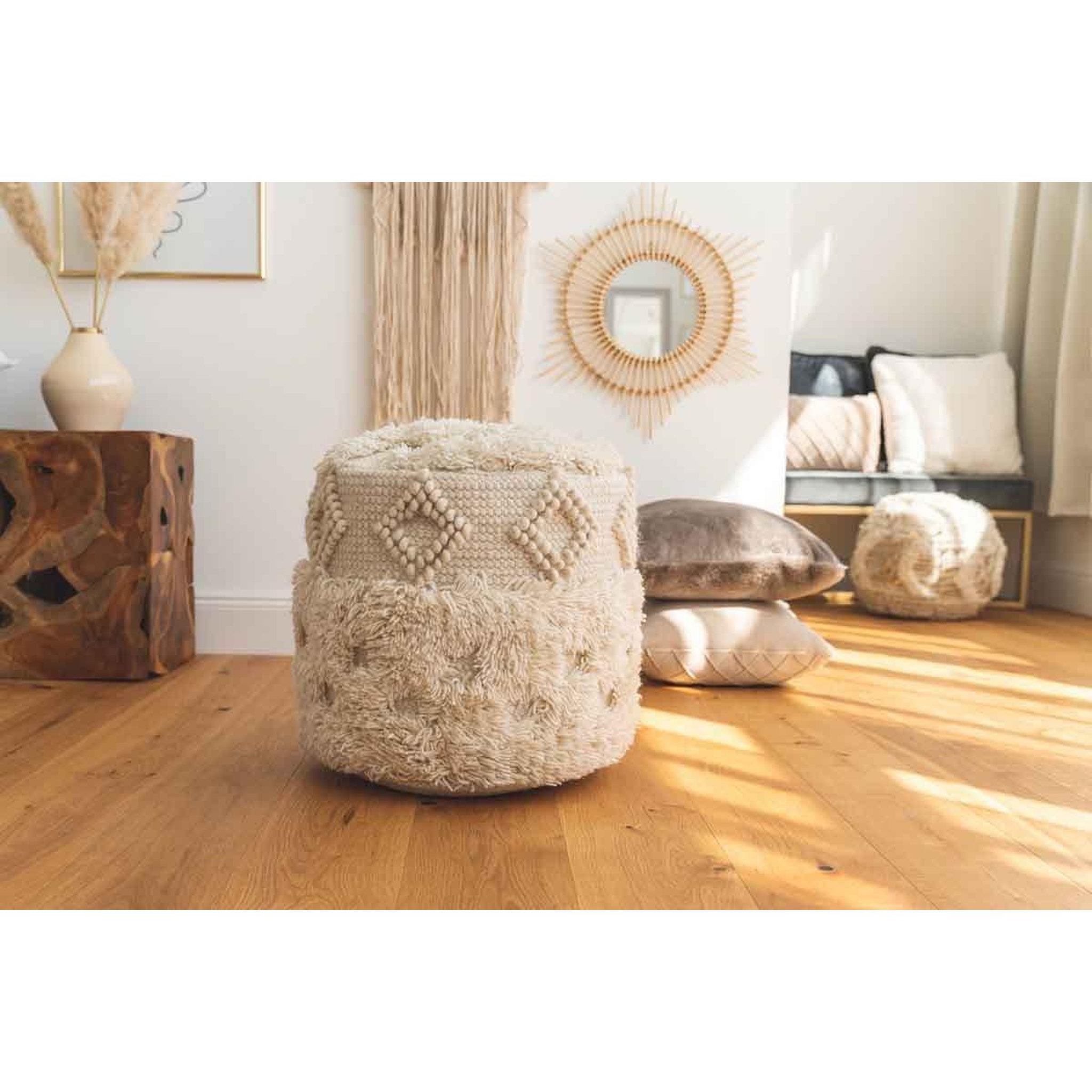 Voir la diapositive 3 : Paris Prix Pouf bohème fait à la main  bohist  35cm naturel