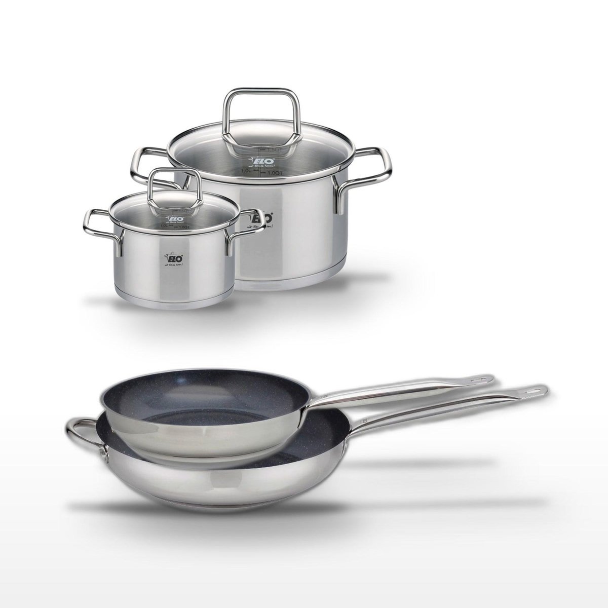 ELO Lot Poêles 28/32cm & Faitouts 14/20cm Elo Profi Therm Platinum