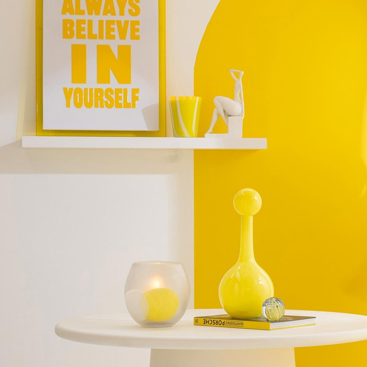 Paris Prix Bouteille Déco en Verre  Ubi  46cm Jaune