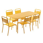 CONCEPT USINE Ensemble table de jardin 160 cm et 6 chaises jaune BERGAME
