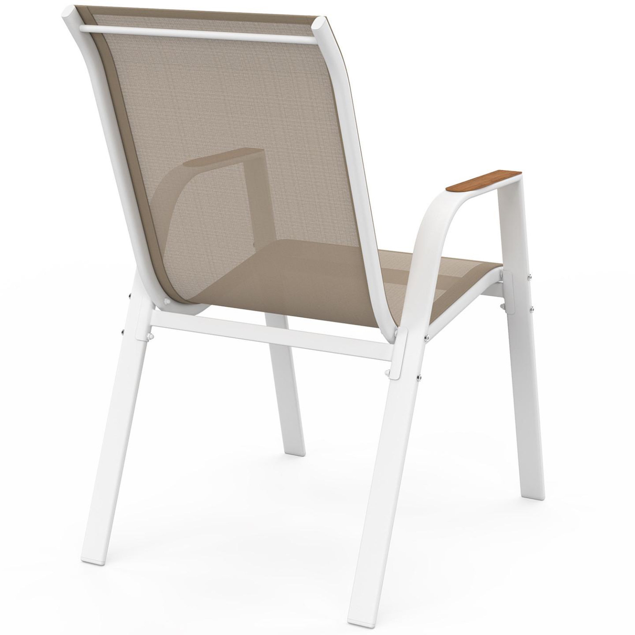 Voir la diapositive 4 : ID MARKET Lot de 6 chaises de jardin noumea métal et textilène empilables blanc et bois