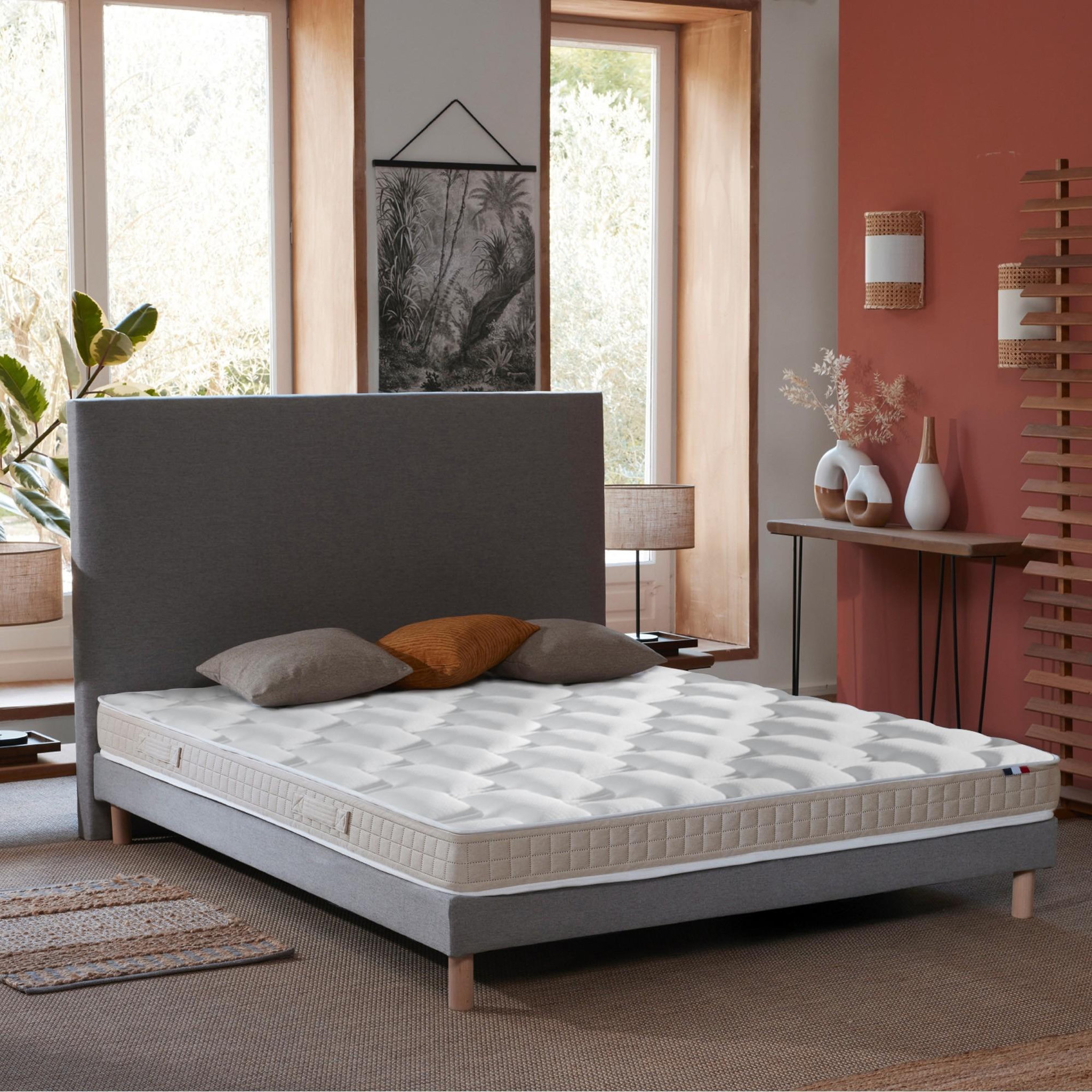 Voir la diapositive 2 : IDLITERIE Ensemble Matelas 100% latex 5 zones ORIGINEL + Sommier - Spécial Dos Sensible - Fabriqué en France