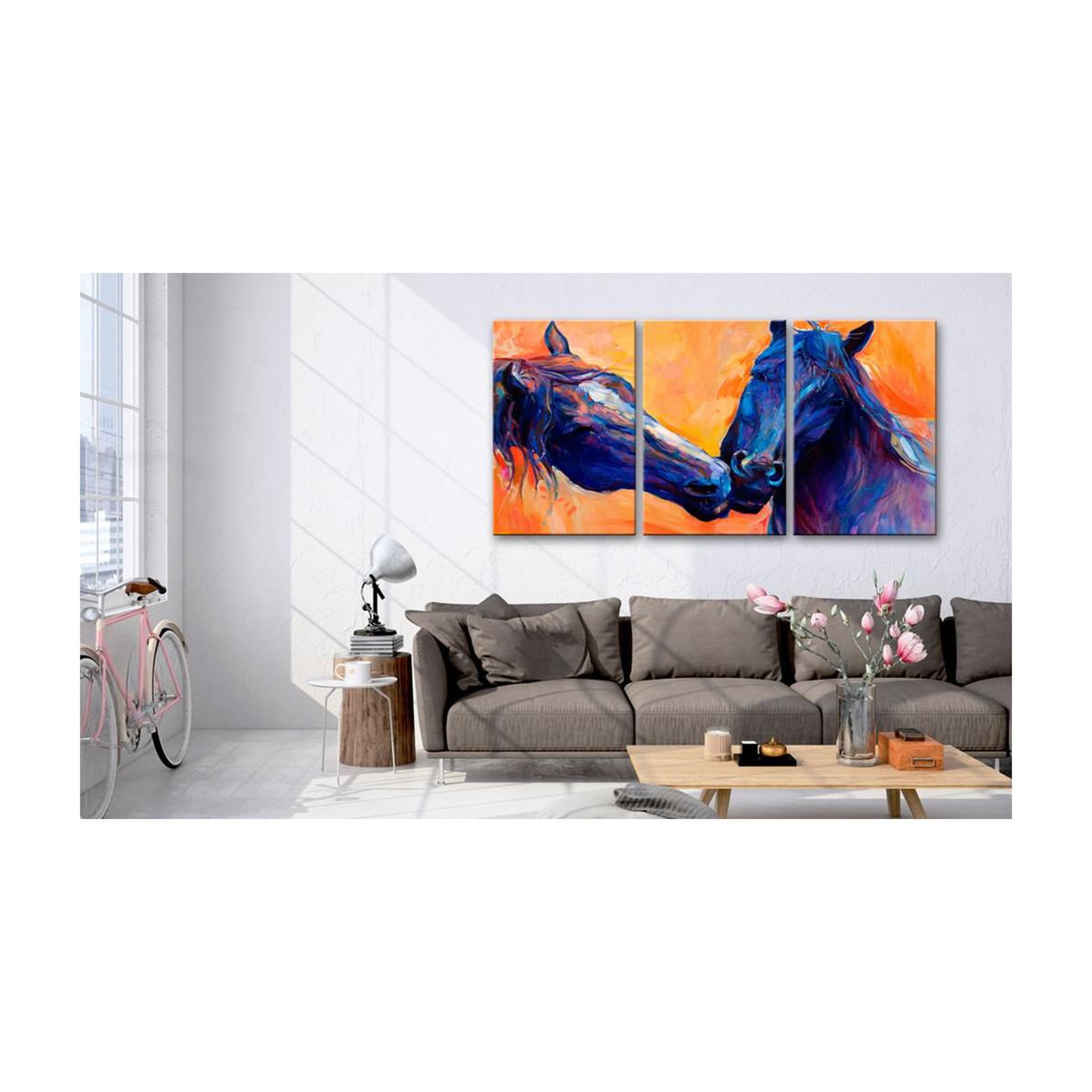Voir la diapositive 2 : Paris Prix Tableau imprimé  blue horses